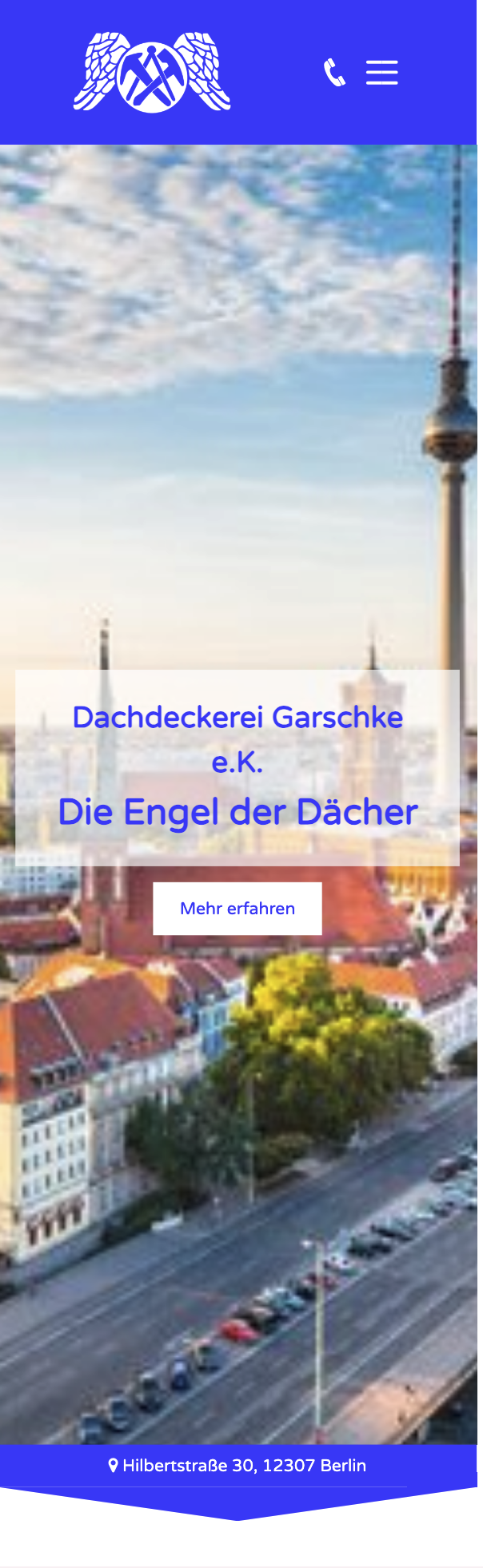Mobile Ansicht der Website der Dachdeckerei Garschke