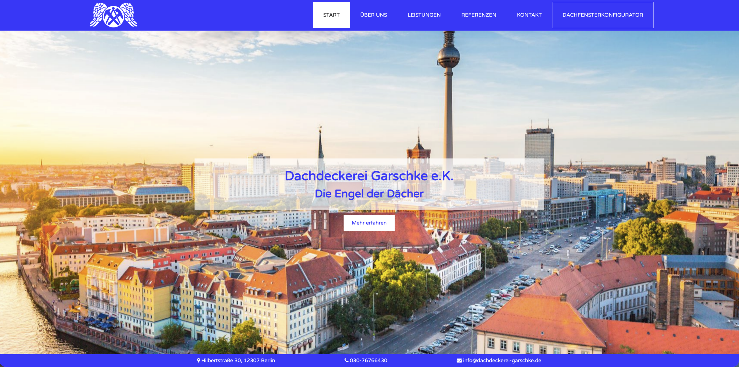 Desktop-Ansicht der Website der Dachdeckerei Garschke