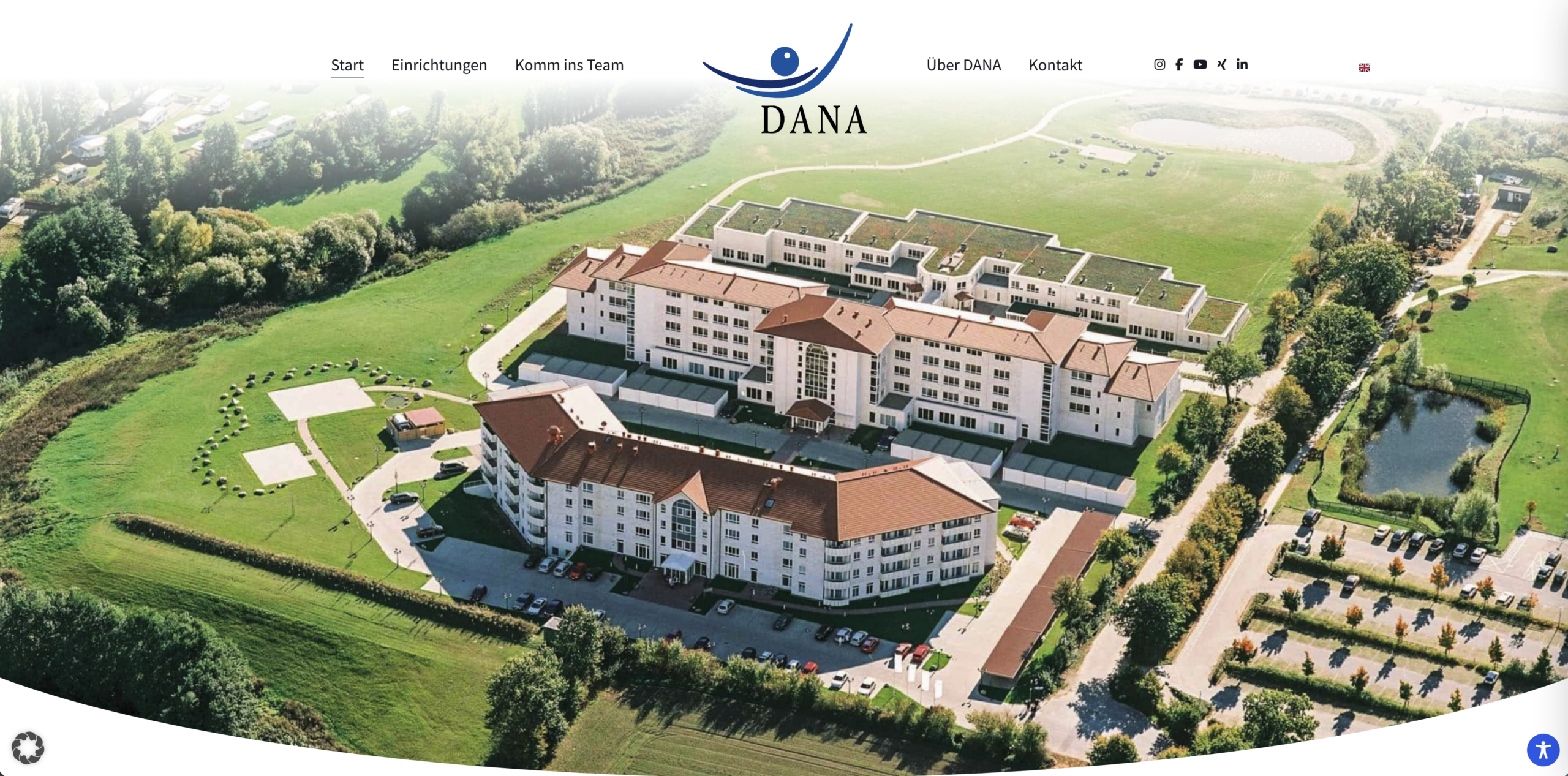 Desktop-Ansicht der Website der DANA Senioreneinrichtungen